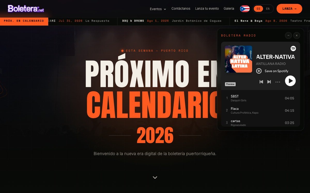 Boletera website